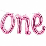 Not Specified One Balloon Script Pink - Air Fill Only