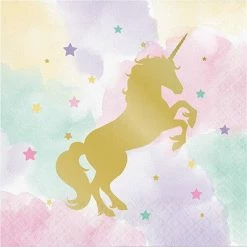 Balloon Agencies Napkins - Printed Unicorn Foil Stamp Pastel Napkins Pk16