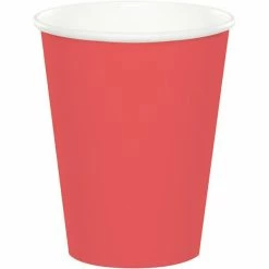 Not Specified Paper Cups - Plain Coral Paper Cups Pk24