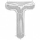 Not Specified Large Letter T Balloon - Silver