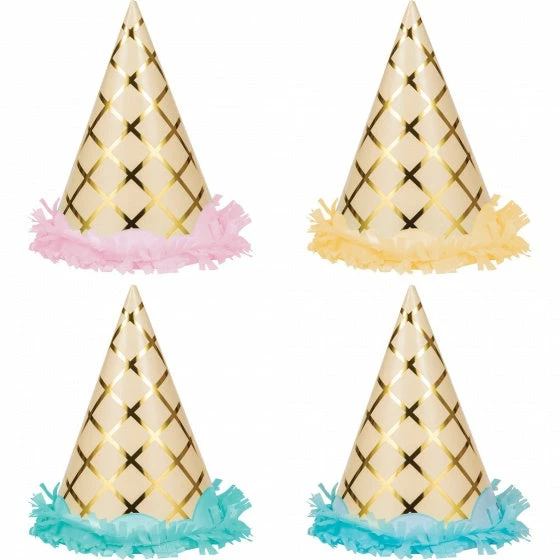 Balloon Agencies Ice Cream Party Hats | Gold Foil