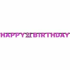 Balloon Agencies 21st Happy Birthday Letter Banner | Pink