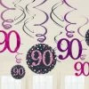 Balloon Agencies 90th Hanging Decorations Pk12 - Pink