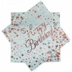 Alpen Happy Birthday Napkins - Rose Gold Sparkling PK6