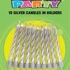Metero Silver Candles In Holders Pk10