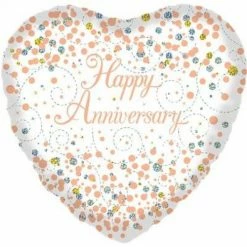 Not Specified Happy Anniversary Balloon - Rose Gold & White