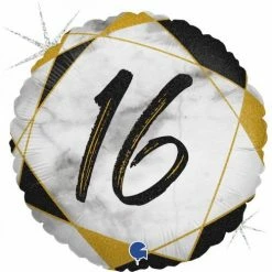 Not Specified 16th Birthday Balloon Black & Gold Send Balloons