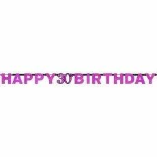 Balloon Agencies Birthday Banners & Bunting 30th Happy Birthday Letter Banner | Pink