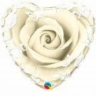 Not Specified Heart Shaped Ivory Rose & Butterflies Foil Balloon Send Balloons