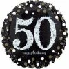 Not Specified 50th Birthday Balloon - Black & White Sparkling Send Balloons