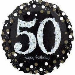 Not Specified 50th Birthday Balloon - Black & White Sparkling Send Balloons
