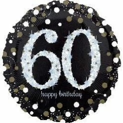 Not Specified 60th Birthday Balloon - Sparkling Black & White Send Balloons