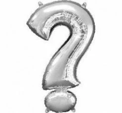 Not Specified Letters, Number & KITS - AIR FILLED Small Question Mark ? Balloon - 41cm Silver- Air Filled Only