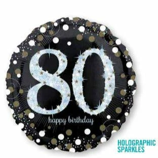 Not Specified 80th Birthday Balloon White & Black Sparkling Send Balloons