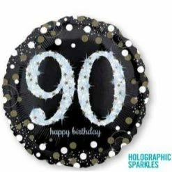Not Specified 90th Birthday Balloon - Silver & Black Foil Balloon