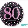 Not Specified Send Balloons 80th Birthday Balloon - Pink & Black Sparkling
