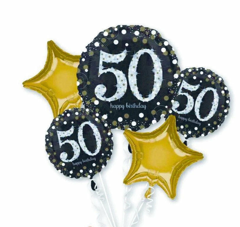Balloon Agencies 50th Sparkling Birthday Balloon Bouquet Balloon Bouquets Foil Sets