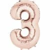 Balloon Agencies Letters & Numbers - Large Large Number 3 Balloon - Rose Gold