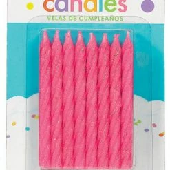 Balloon Agencies Birthday Candles Glittered Pink Pk24