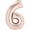 Balloon Agencies Large Number 6 Balloon - Rose Gold Letters & Numbers - Large