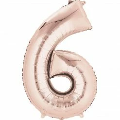 Balloon Agencies Large Number 6 Balloon - Rose Gold Letters & Numbers - Large