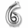 Balloon Agencies Letters & Numbers - Large Large Number 6 Balloon - Silver 86cm