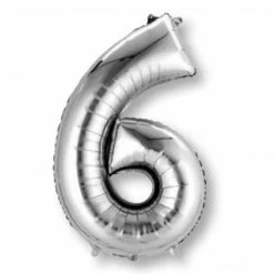 Balloon Agencies Letters & Numbers - Large Large Number 6 Balloon - Silver 86cm
