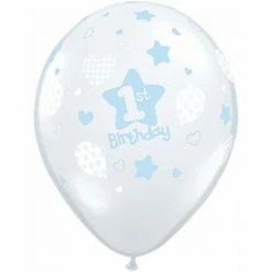 Not Specified Printed AGES 1st Birthday Balloons Blue Clear - Single Or Pack - Helium Filled - Flat
