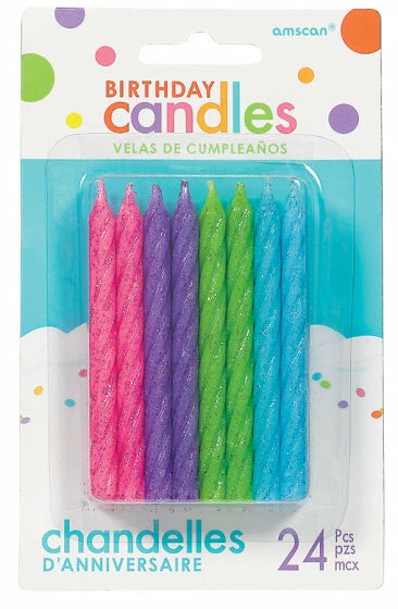 Balloon Agencies Birthday Candles Glittered Bright Pk24