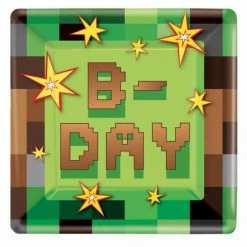 Balloon Agencies Minecraft |TNT | Square Paper Plates 23cm Pk 8