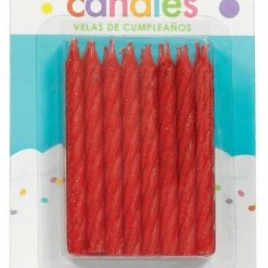Balloon Agencies Birthday Candles Glittered Red Pk24