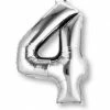 Balloon Agencies Letters & Numbers - Large Large Number 4 Balloon - Silver 86cm