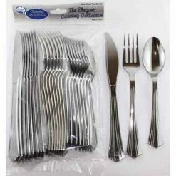 Alpen Metallic Silver Plastic Cutlery Set