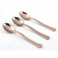 Alpen Rose Gold Plastic Teaspoons Pk12 Cutlery