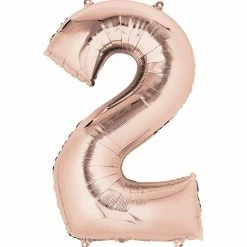 Balloon Agencies Large Number 2 Balloon - Rose Gold Letters & Numbers - Large