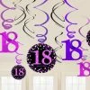 Balloon Agencies 18th Hanging Decorations Pk12 - Pink
