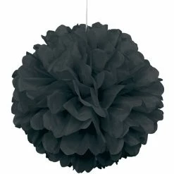 Metero Puff Ball Hanging Decorations Tissue Paper Puff Ball | Black | 40cm