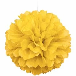 Metero Tissue Paper Puff Ball | Yellow | 40cm Puff Ball Hanging Decorations