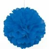 Metero Puff Ball Hanging Decorations Tissue Paper Puff Ball | Blue | 40cm