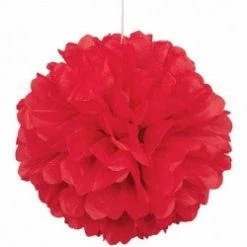 Metero Tissue Paper Puff Ball | Red | 40cm Puff Ball Hanging Decorations