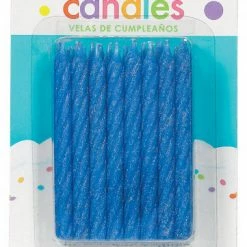 Balloon Agencies Birthday Candles Glittered Blue Pk24