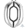 Balloon Agencies Large Number 0 Balloon - Silver 86cm