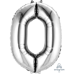 Balloon Agencies Large Number 0 Balloon - Silver 86cm