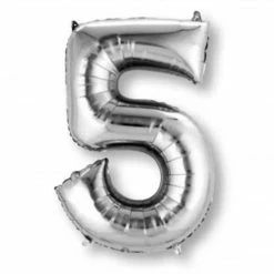 Balloon Agencies Large Number 5 Balloon - Silver 86cm Letters & Numbers - Large