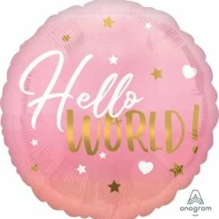 Party Planet Hello World Balloon - Pink Baby Balloons