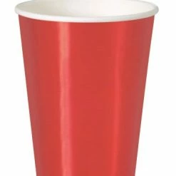 Meteor Metallic Red Paper Cups 355ml Pk8