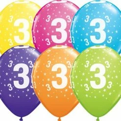 Party Planet 3rd Birthday Balloons Assorted - Single Or Pack - Helium Filled - Flat Printed AGES