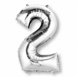 Balloon Agencies Large Number 2 Balloon - Silver 86cm Letters & Numbers - Large