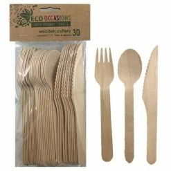 Alpen Eco Friendly & Wooden Supplies Wooden Cutlery Sets 30pcs