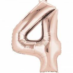Balloon Agencies Letters & Numbers - Large Large Number 4 Balloon - Rose Gold